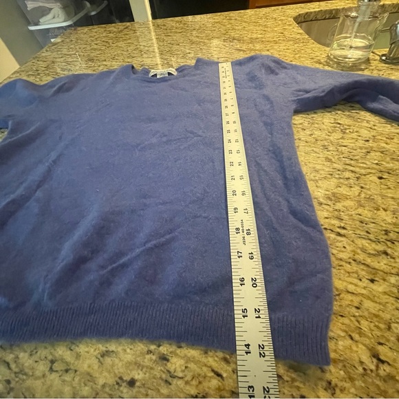 Alexa Grace L Chic Blue Crew Neck Cashmere Cozy Classic Sweater - Picture 8 of 8